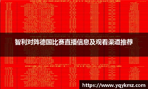 智利对阵德国比赛直播信息及观看渠道推荐