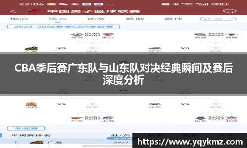 美嘉体育CBA季后赛广东队与山东队对决经典瞬间及赛后深度分析